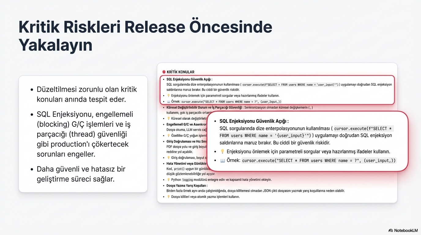 Code Review olumlu öne çıkanlar raporu